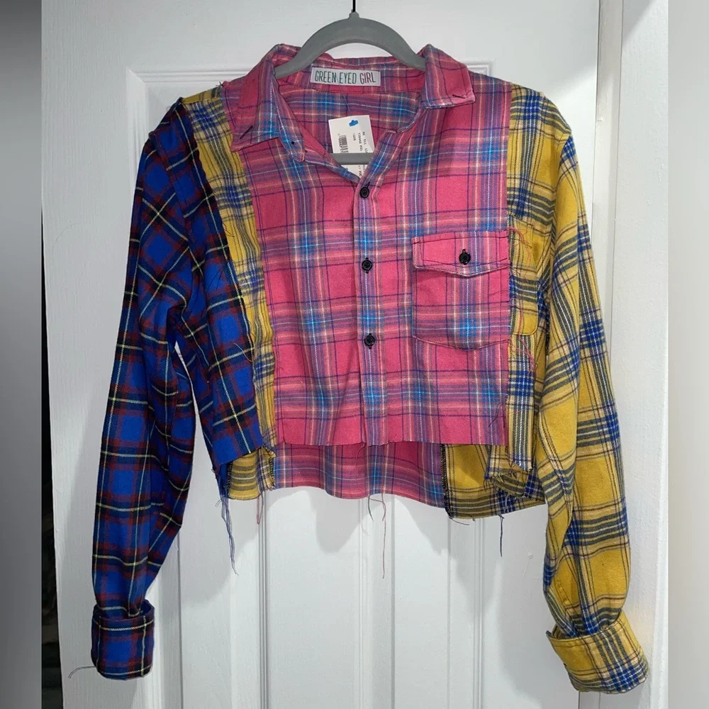 Spliced Color Block Flannel - Picture 1 of 3
